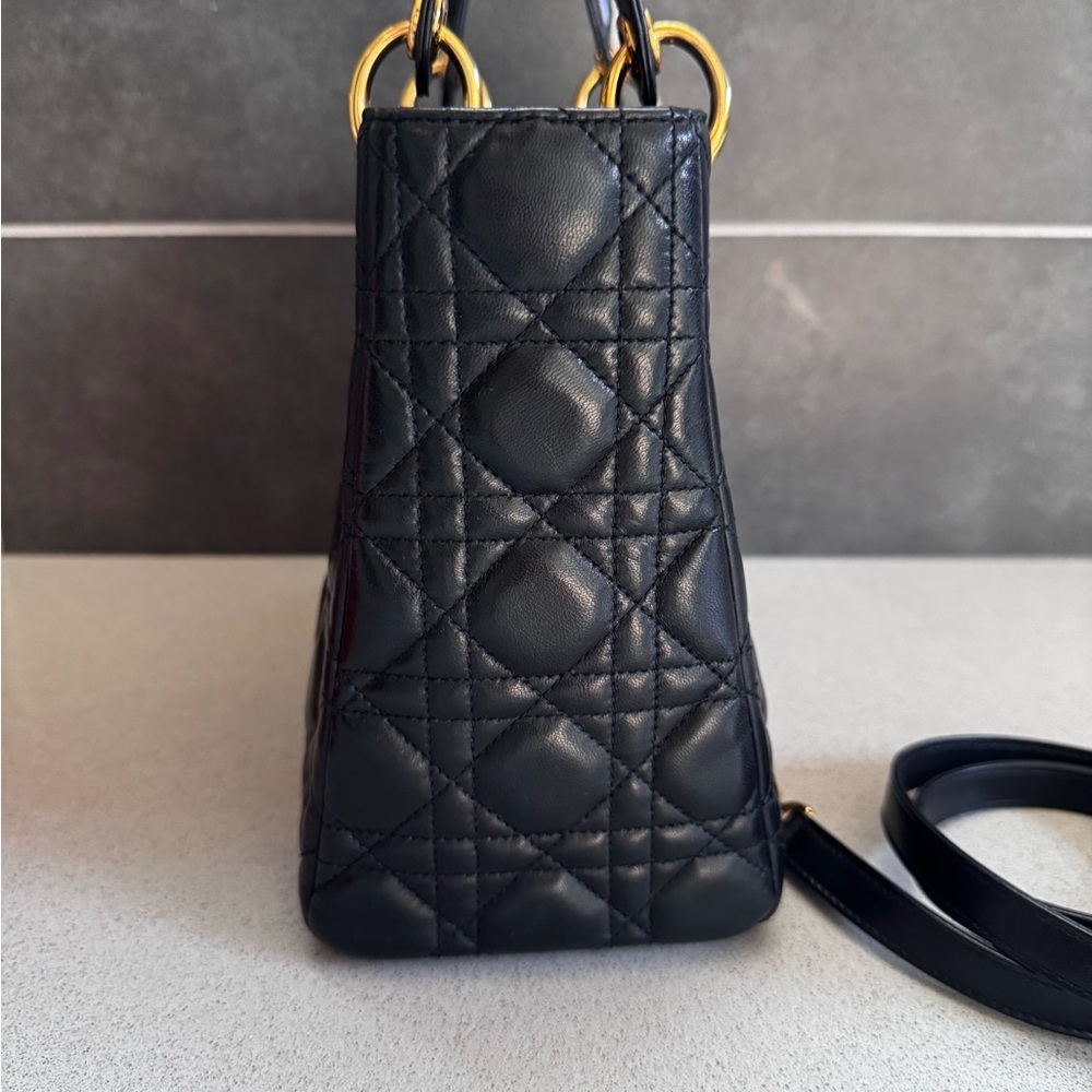 Christian Dior Small Black Leather Lady Cannage Quilted Bag - Picture 3 of 11